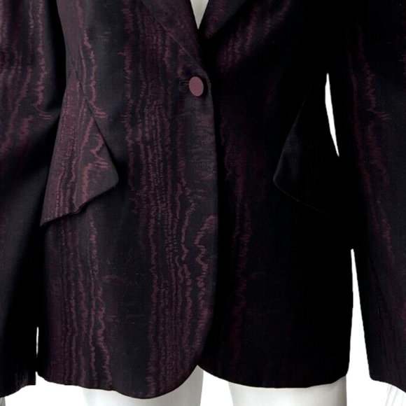 $2190 Alexander McQueen Burgundy Black Silk Blazer Wool Jacket size 44 - Picture 3 of 9